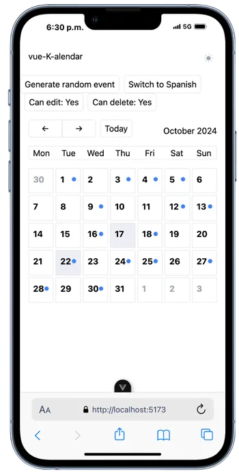 Calendar in mobile